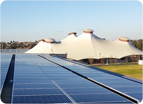 100kW solar installation at Melbourne Showgrounds