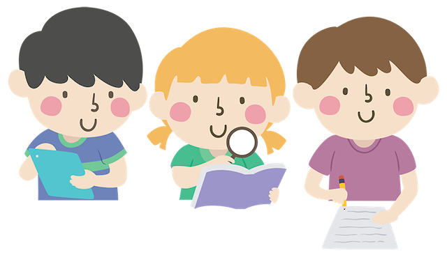 climate change kids illustration 3 children studying books